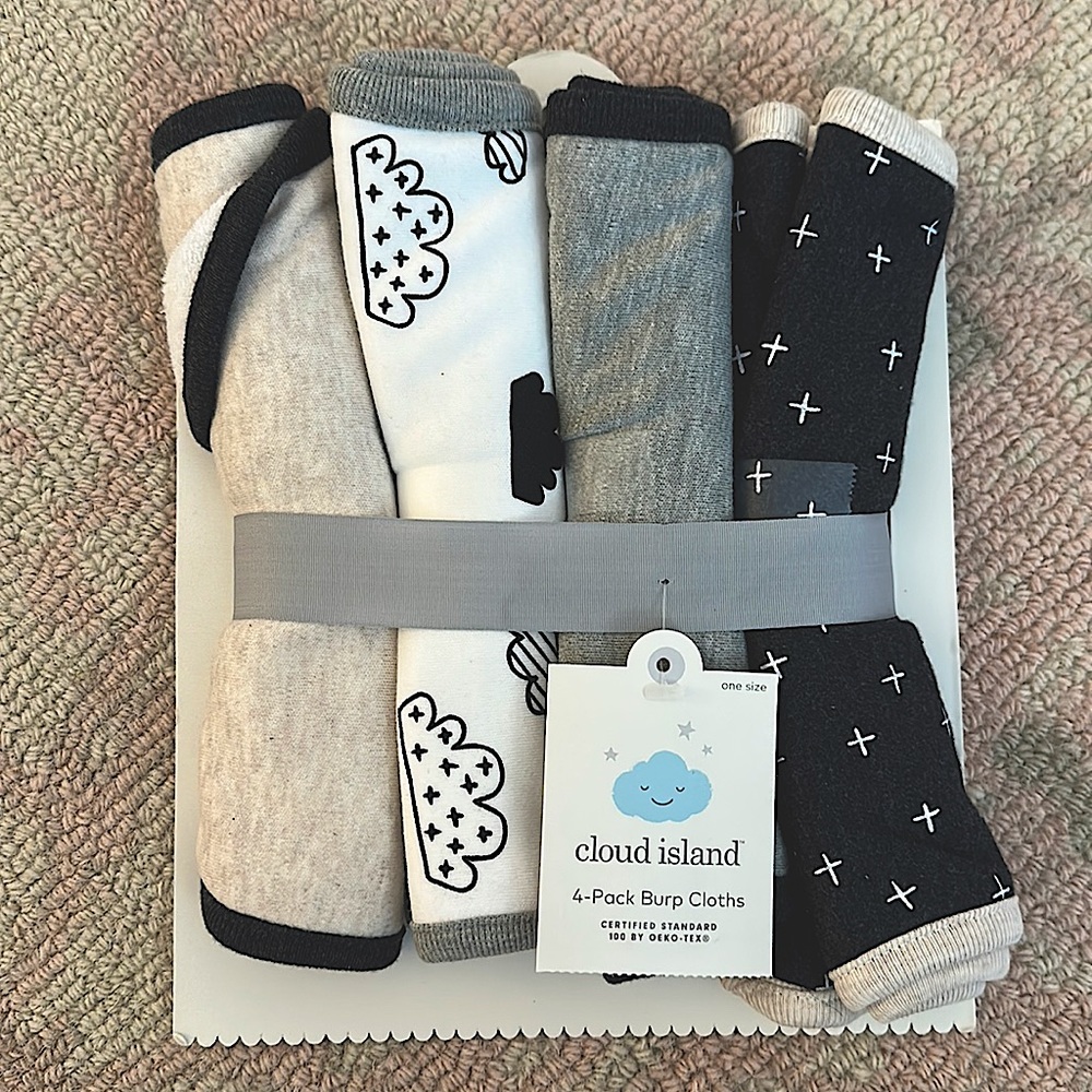 Cloud Island 4 pack burp cloths
